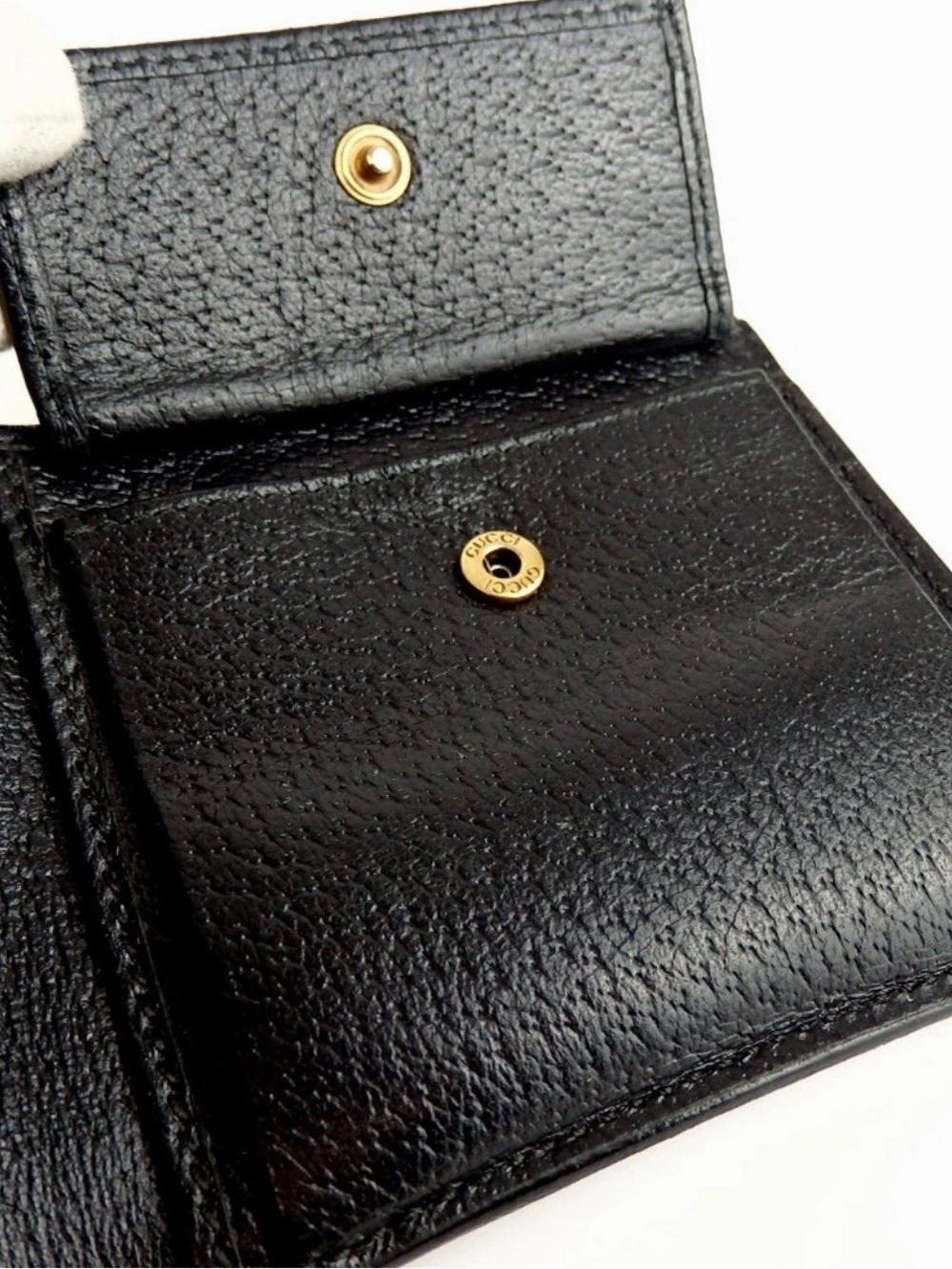 Gucci Black Leather Marmont Bi-Fold Wallet with Gold Double G - Picture 13 of 15